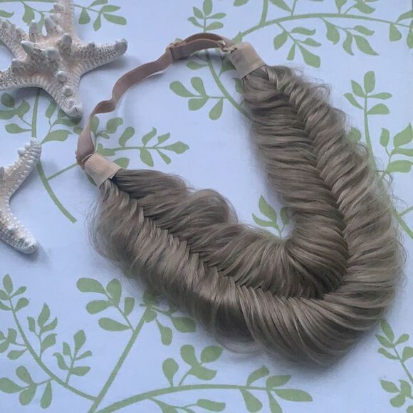 ⭐️wide Fishtail 2 Strands Synthetic Hair Braided Headband Dark Ash Blonde⭐️ - Picture 7 of 8